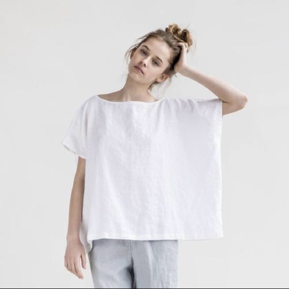 Not Perfect Linen Oversized Top (Florence)—White